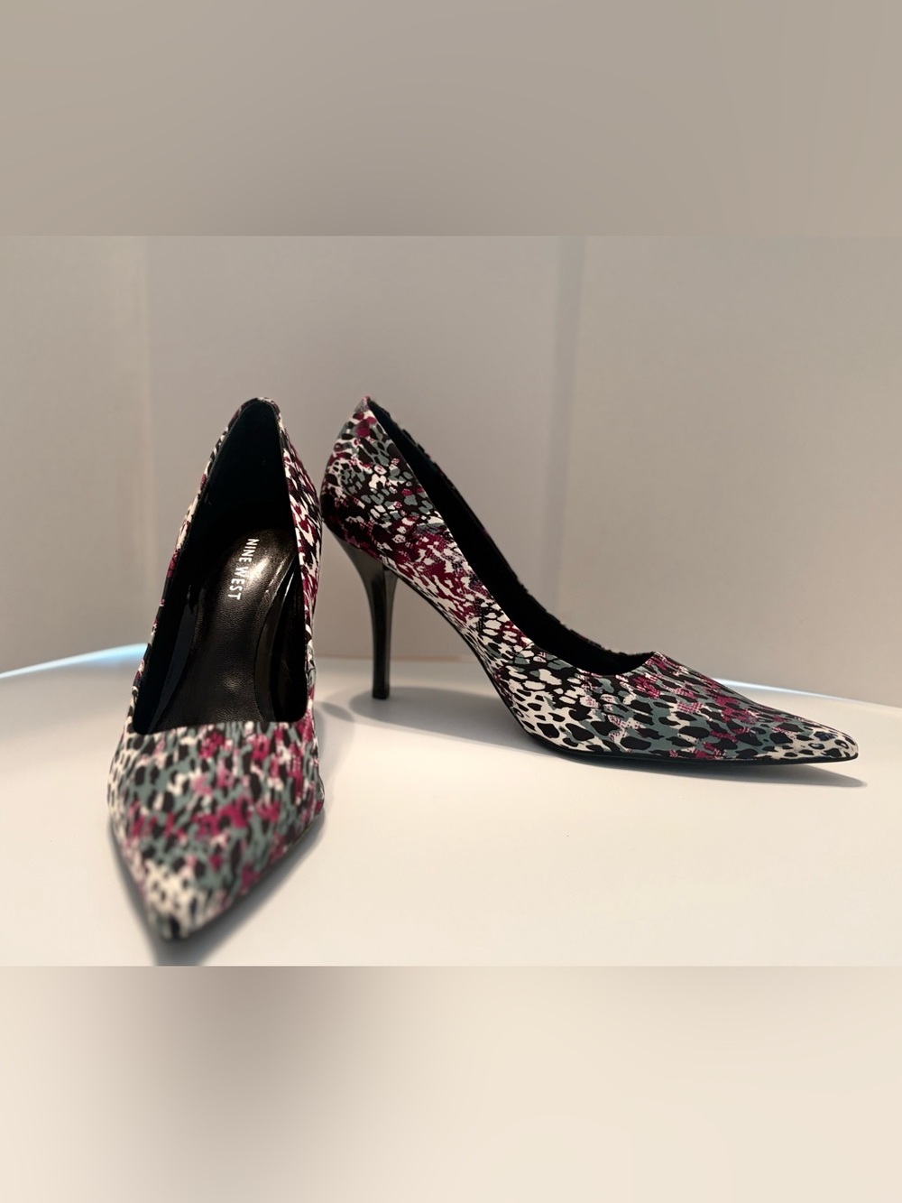 Nine West Multicolor Pointed Toe Stiletto Pump in Black, Pink, White